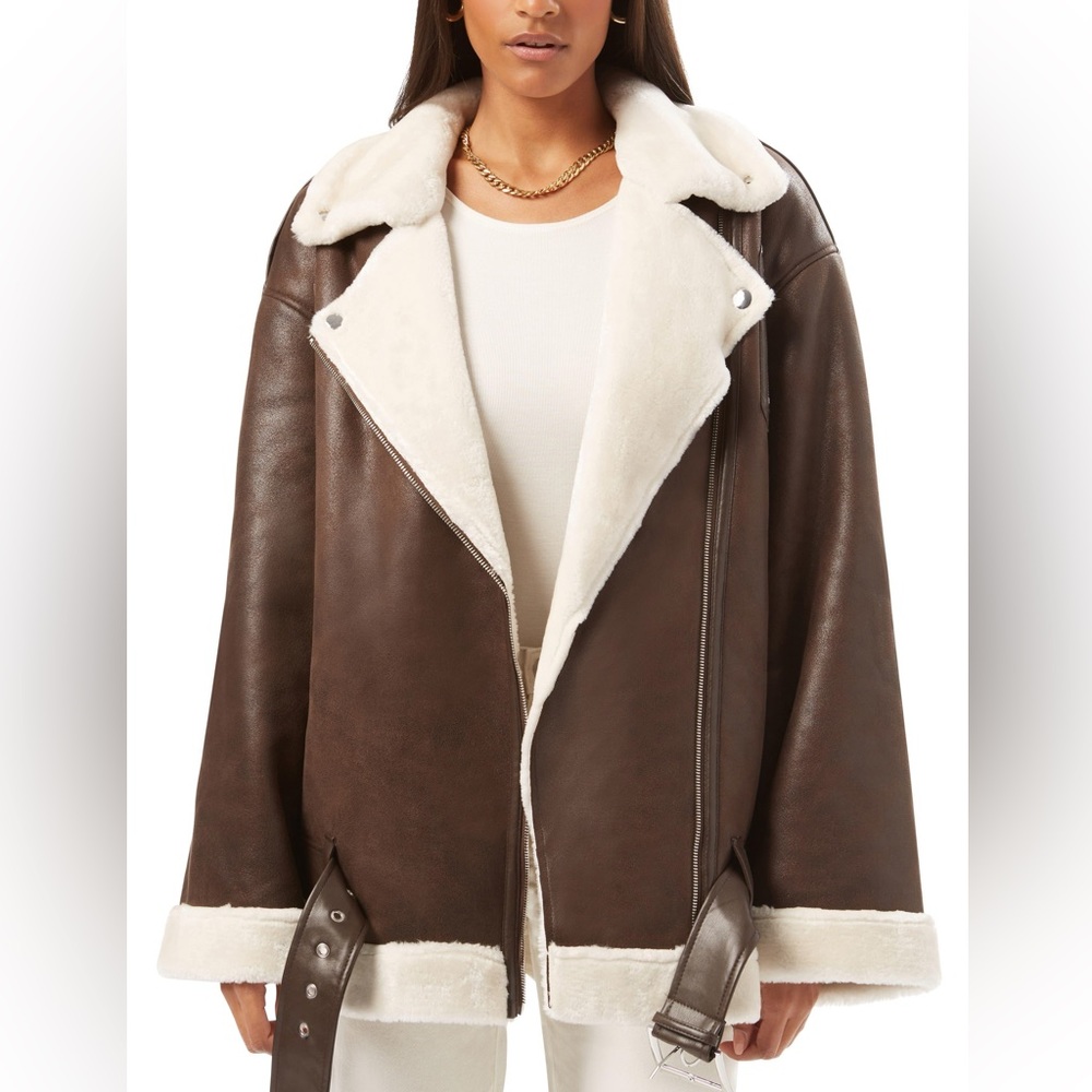 WeWoreWhat Faux Fur Moto Jacket